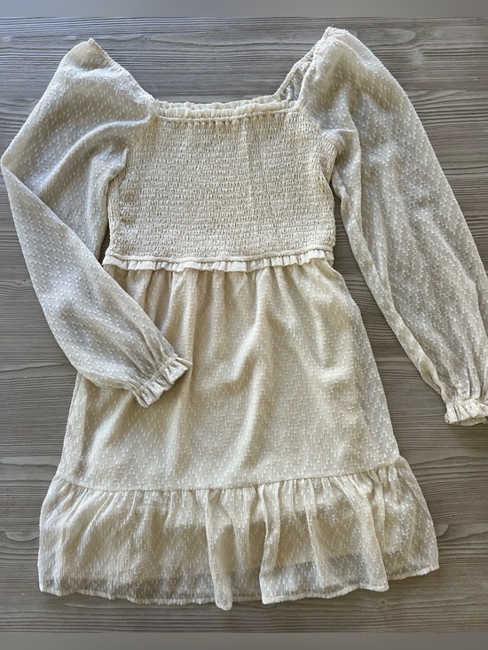 Chelsea28 Dresses & Skirts - Chelsea28 Cream Swiss Dot Smocked Mini Dress